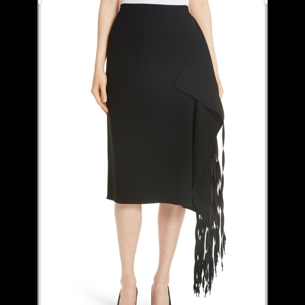 Tibi Women's Black Shoelace Fringe Skirt
